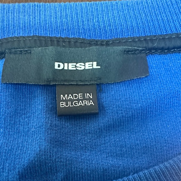 Diesel Blue & Black Striped Knit Sweater | Size S/M 100% Cotton - Picture 3 of 13